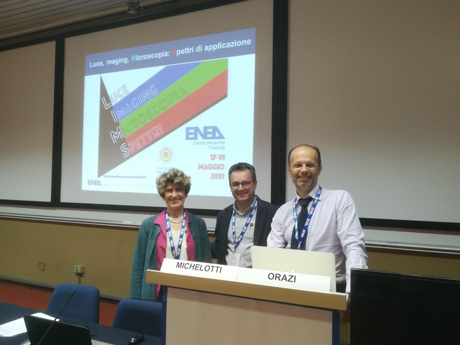 From left to right: Dr.ssa M.M. Dugand (CRF), Dr. F. Antolini (ENEA) and Prof. L. Orazi (University of Modena and Reggio Emilia) at LIMS 2018.