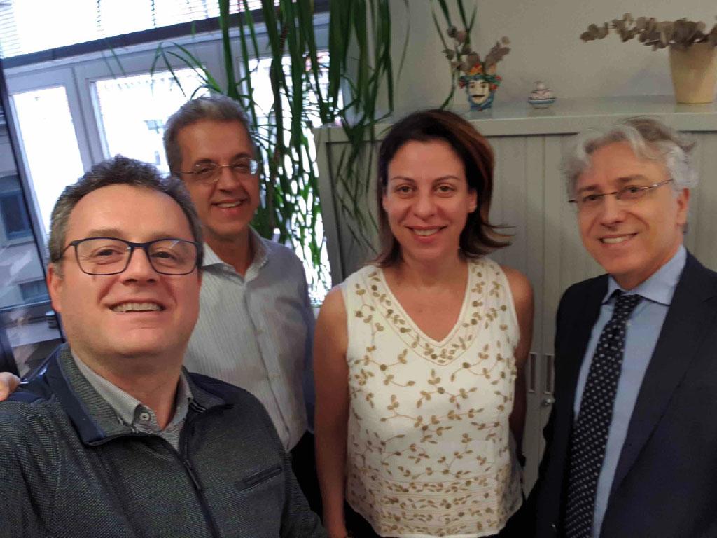 From left: Francesco then Valerio, Annamaria and Marco some of the permanent staff at ENEA Bruxelles office lead by Dario Chello